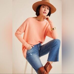Anthropologie Naomi Peach Knit sweater Coastal Grandma cozy Size L